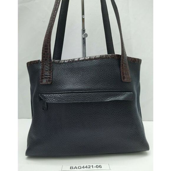 Brighton Black Pebbled Leather Pockets Double Handles Tote Shoulder Bag - Picture 2 of 14